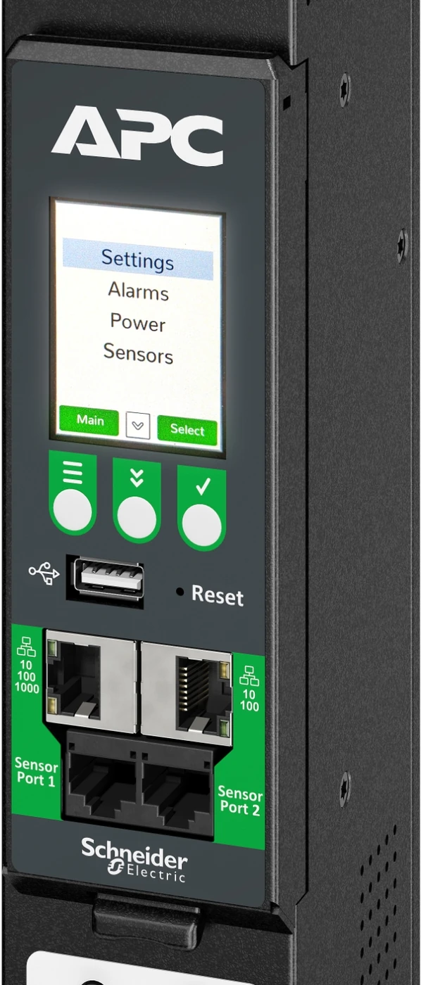 PDU de rack APC NetShelter con pantalla y puertos de sensores